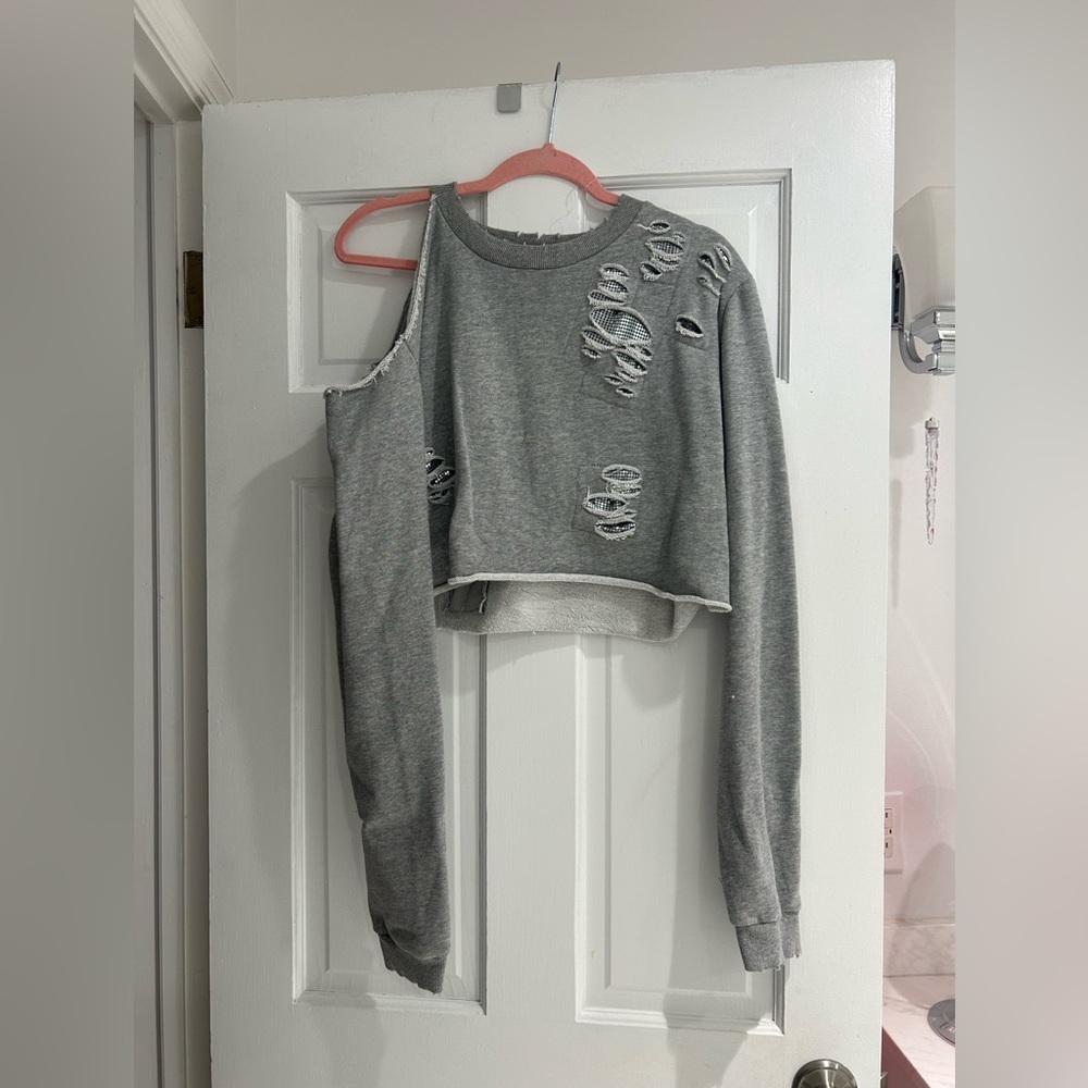 Gray crew neck